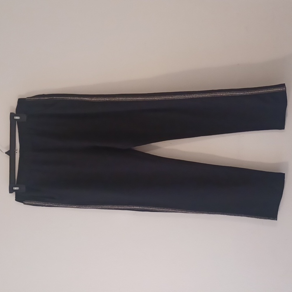 Flora Ashley Black Stretchy Pants Rhinestone Sides, Pockets Casual XXL